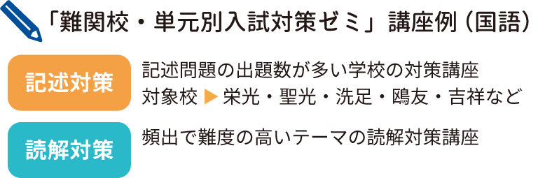 「難関校・単元別入試対策ゼミ」講座例